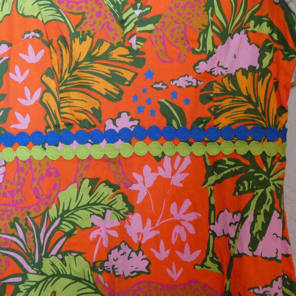 Alden Adair Midi Dress Diana in Jungle Cruise Tropical Flutter Sleeve Large - Picture 10 of 11